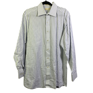 MICHAEL KORS White‎ & Blue Pinstripe Dress Shirt